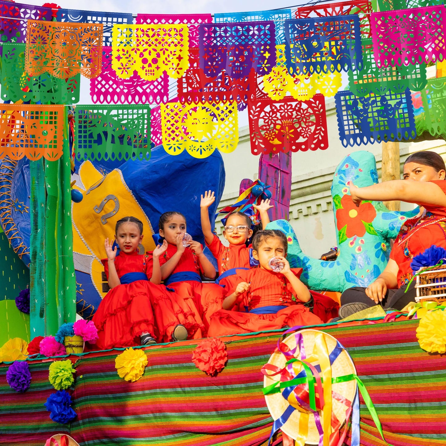 54 FT Cinco De Mayo Decorations, 3 Pack Mexican Party Banner, Plastic Fiesta Banner Colorful Papel Picado Hanging Banner String