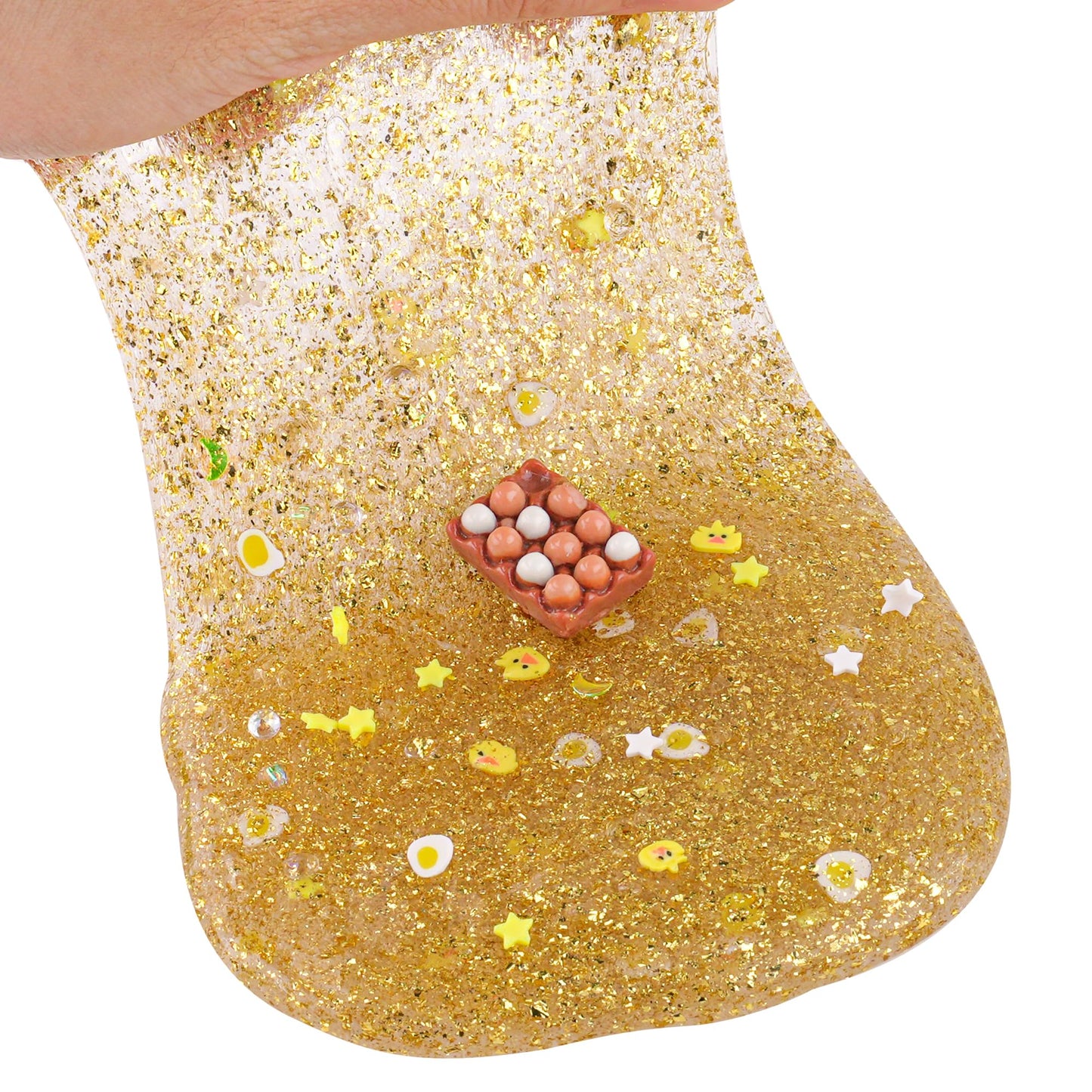 Okaybee Egg Gold Foil Slime, Good Stretchy & Non-Sticky Clear Slime, Slime Party Favors For Kids, Slime Sensory Toys For Birthda