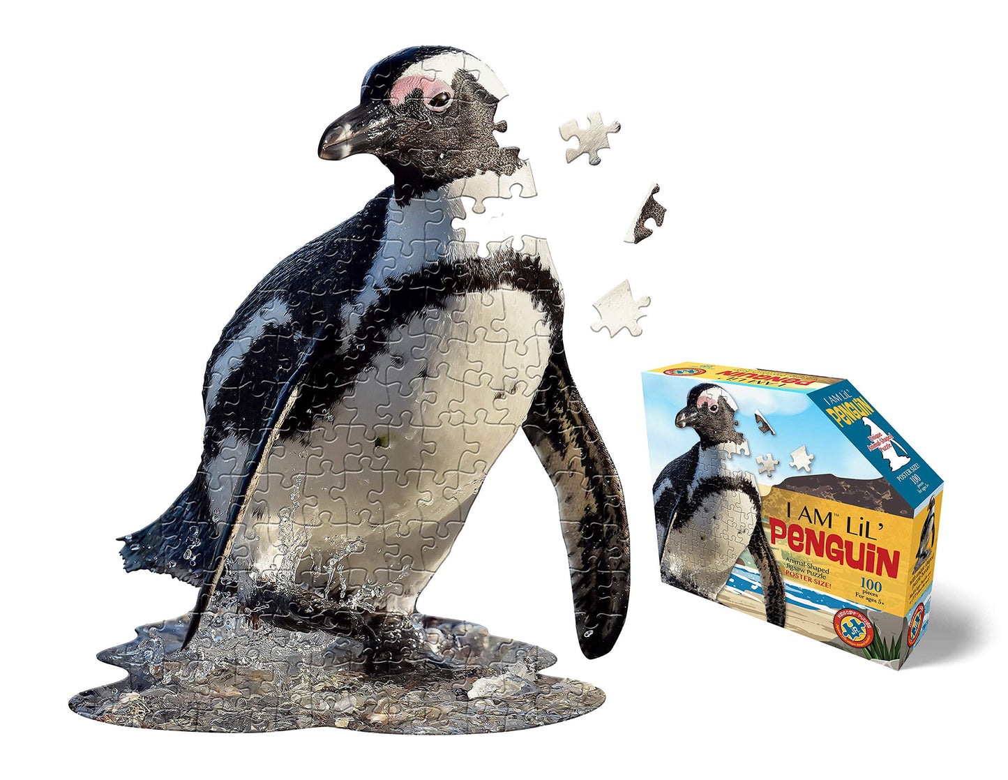 Madd Capp Puzzles Jr. - I Am Lil Penguin - 100 Pieces - Animal Shaped Jigsaw Puzzle