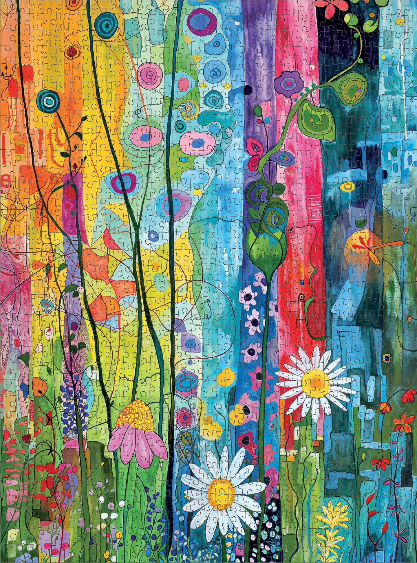 Cross & Glory 1000 Piece Jigsaw Puzzle - City Garden Rainbow Retreat, Large, Vibrant Colors, 1.8mm Thick Cardboard, Model CG-M-086