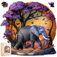 Wooden Puzzle For Adults 500 Pcs, 3D Vision Effect Elephant Forest Puzzle Unique Shape Advanced Jigsaw Puzzle, Challenge Wooden