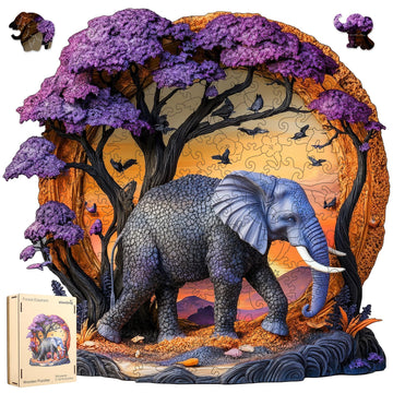 Wooden Puzzle For Adults 500 Pcs, 3D Vision Effect Elephant Forest Puzzle Unique Shape Advanced Jigsaw Puzzle, Challenge Wooden