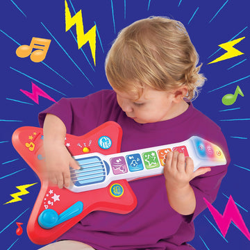 Hap-P-Kid Magic Touch Guitar, Toddler Light Up Music Toy With Volume Control, Infant Touch Sensor Musical Instrument, 3 Modes Of