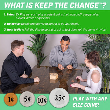 Gosports Keep The Change - Tabletop Coin Drop Dice Game For Kids & Adults, Includes 2 Dice And Game Rules