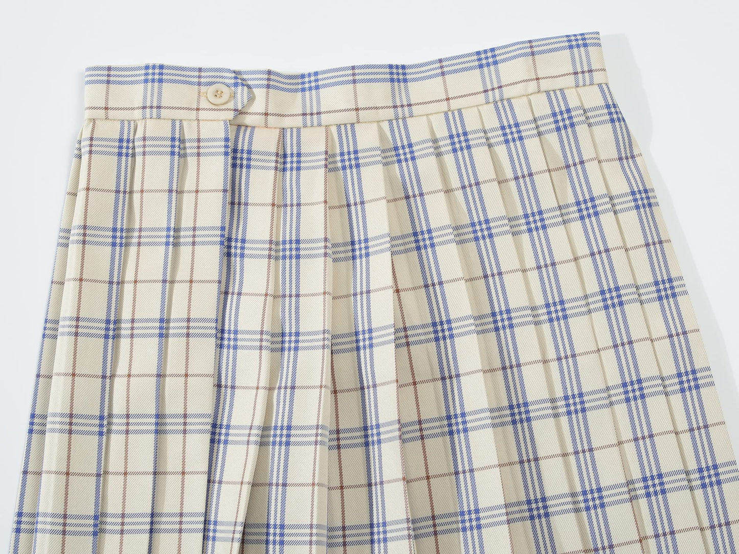 Womens Short Pleated Plaid Costumes Skirt(Beige Dark Brown Mixed Blue,3Xl)