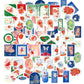 Funblast Kawaii Sticker Set  80 Pcs/40 Designs Stamping Stickers Self Adhesive, Retro Literary Flower Plant Decorative Stickers