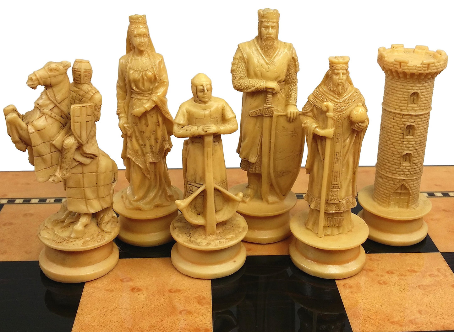 Hpl Medieval Times Crusades King Richard Lionheart Knight Chess Men Set Antique Color- No Board