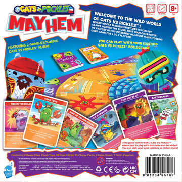Cats vs Pickles Mayhem Board Game - Fun Card Game for 2-8 Players - Easy to Learn Family Game with Exclusive Characters - Plastic Material