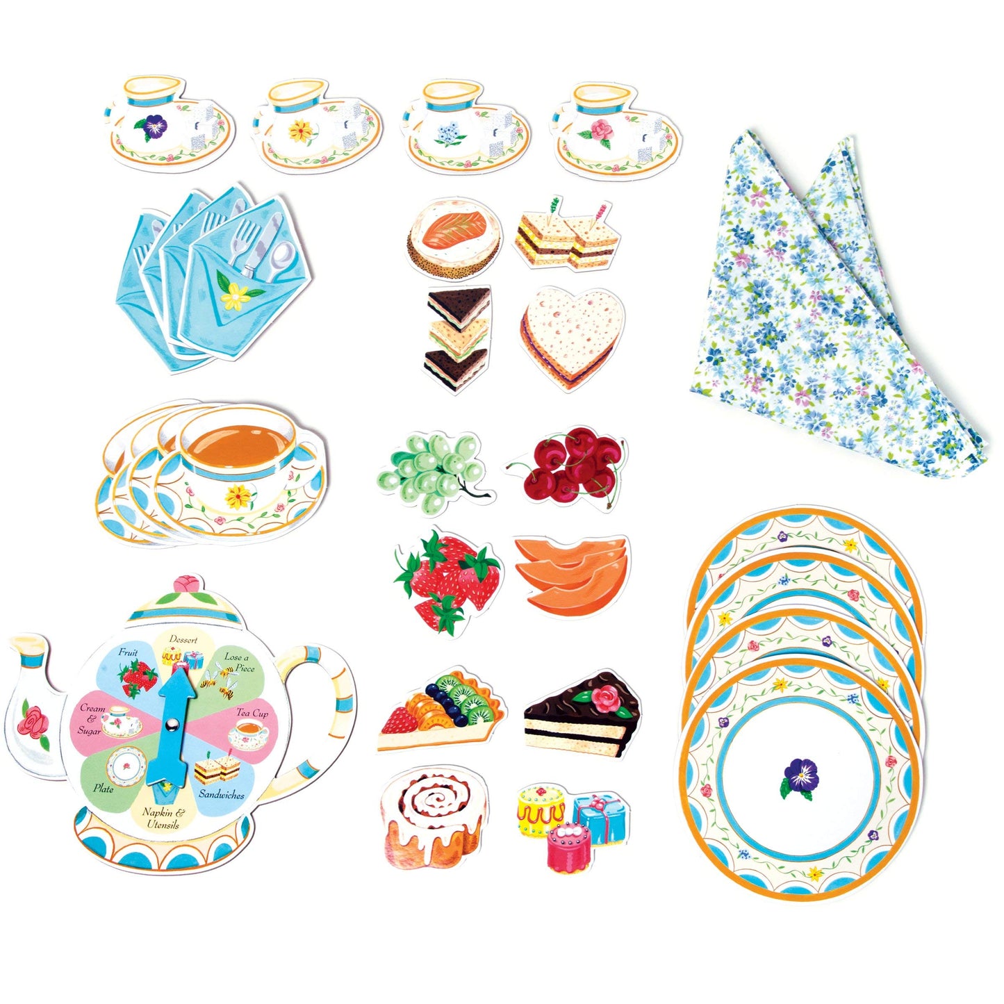 eeBoo Tea Party Spinner Game for Kids, 2-4 Players, Develops Patience & Social Skills, Cardboard, Multicolour, Model EB-TEAGM2