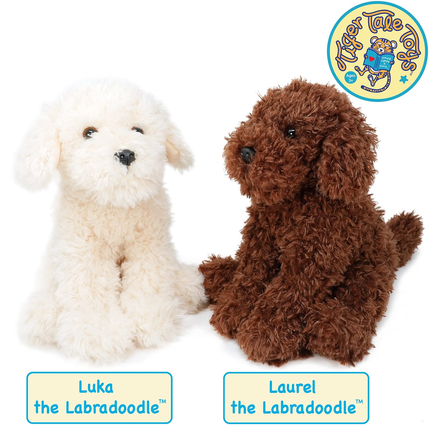 TigerHart 12-Inch Plush Labradoodle Stuffed Animal - Multicolor, Polyester