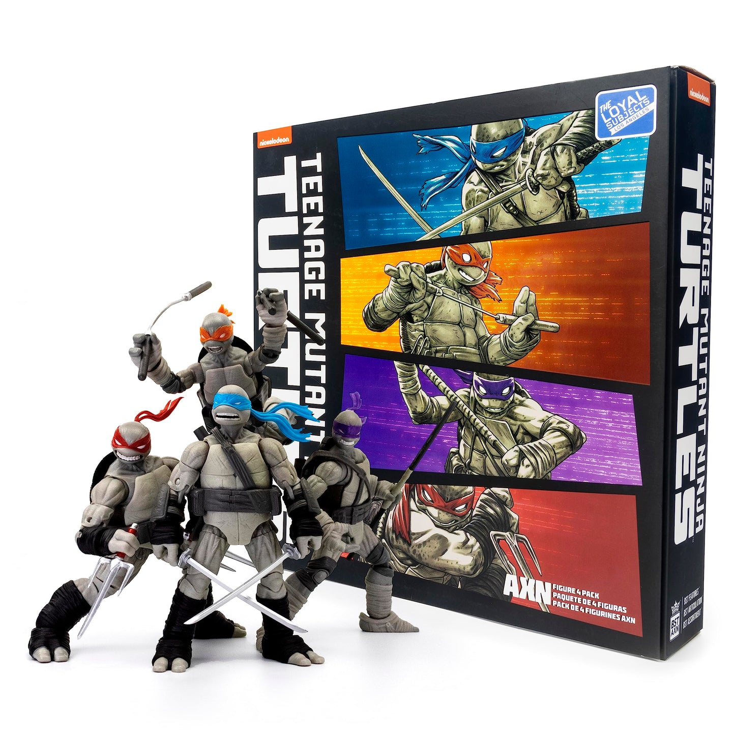 The Loyal Subjects Teenage Mutant Ninja Turtles 5" Black & White Action Figure 4-Pack - Comic Inspired Plastic Collectibles