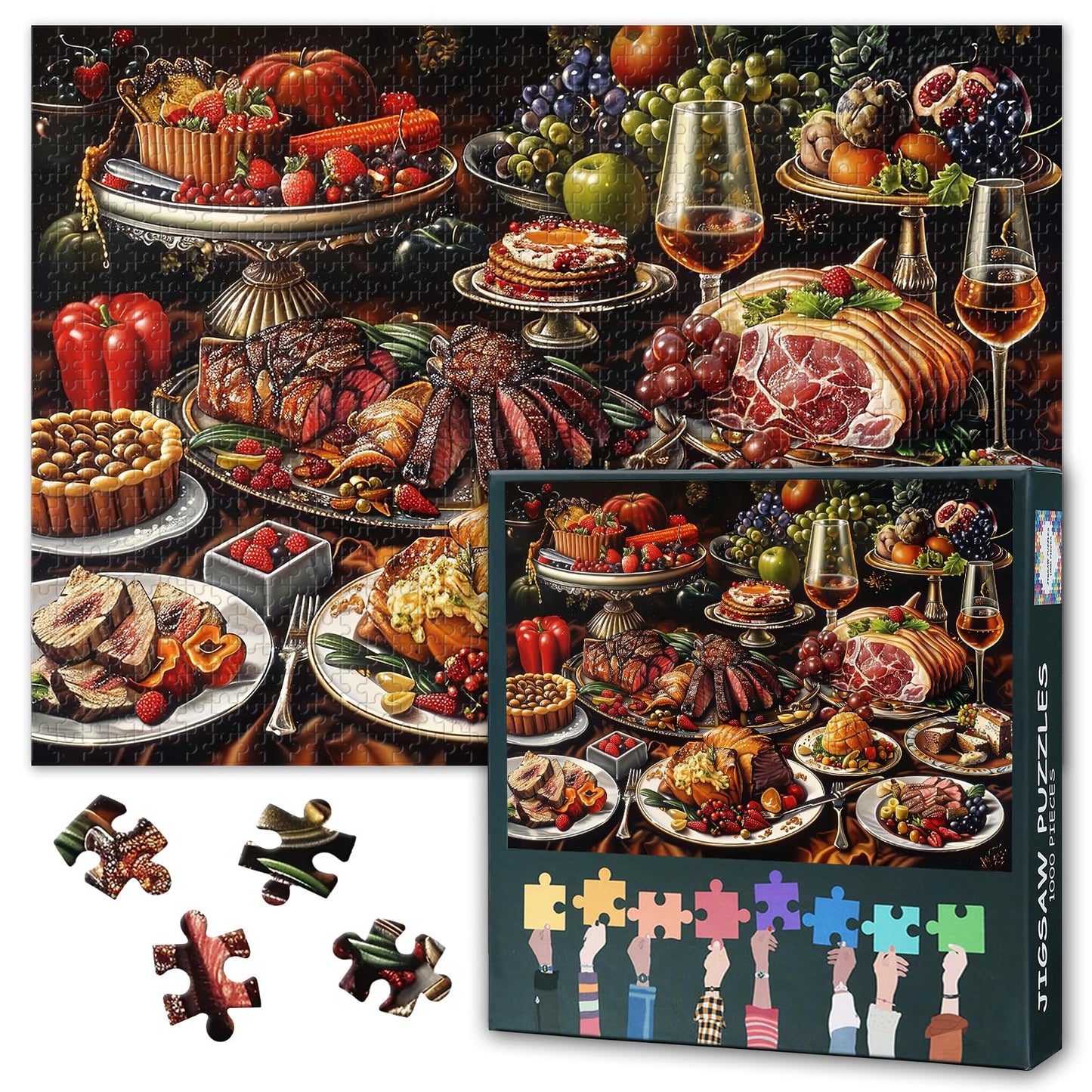 Jigsaw Puzzles 1000 Pieces for mature-themeds  Lavish Feast of Delectable Dishes 1000 Piece Jigsaw Puzzle  mature-themed Jigsaw Puzzles  Educational Toy Finished Size 19.5 x 27.5 Inch