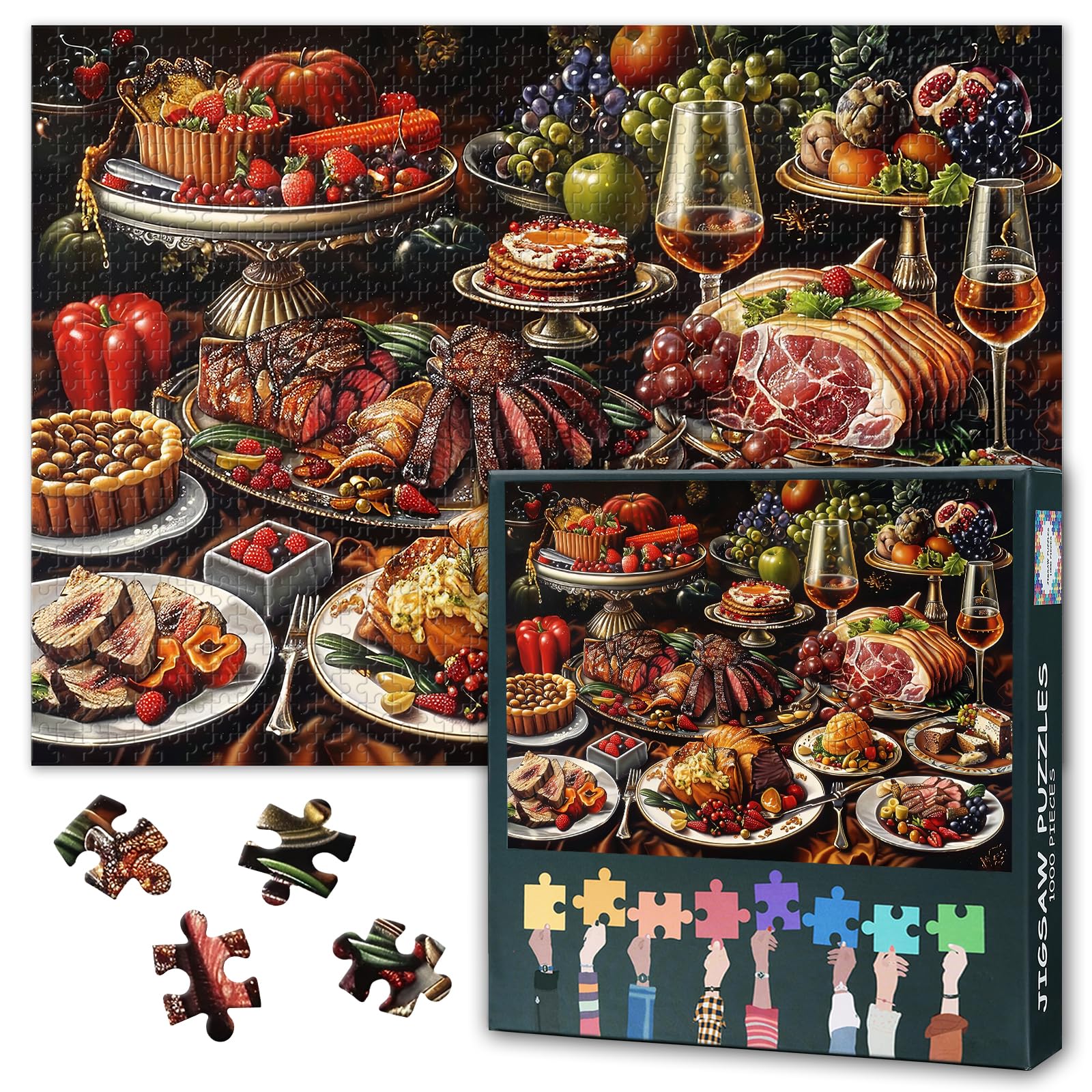 Jigsaw Puzzles 1000 Pieces for mature-themeds  Lavish Feast of Delectable Dishes 1000 Piece Jigsaw Puzzle  mature-themed Jigsaw Puzzles  Educational Toy Finished Size 19.5 x 27.5 Inch