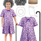Huskein Old Lady Costume For Kids, Girls 100 Day Of School Cosplay Black White Curly Wig Cap Glasses Cane Necklace Bracelet