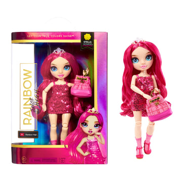 Rainbow High Jr High Series 2 Stella Monroe- 9'' Fuchsia Pink Posable Fashion Doll With Designer Accessories And Open/Close Back