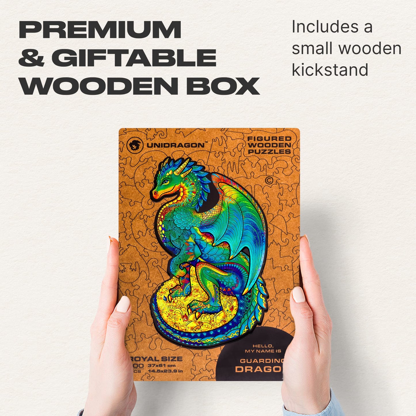 Unidragon Original Wooden Jigsaw Puzzles - Guarding Dragon, 700 Pcs, Royal Size 14.5''X23.9'', Beautiful Gift Package, Unique Sh