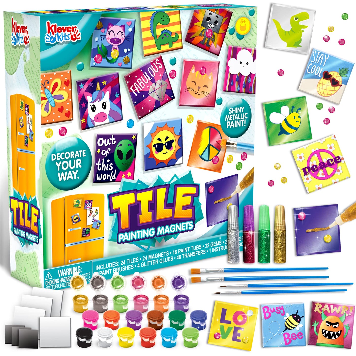 JOYIN 24 Magnetic Mini Tiles Art Kit  Creativity DIY Paint  Arts and Crafts for Kids  DIY Supplies for Party Favors  Family Activity  Birthday Present  Toys Gifts for Boys and Girls