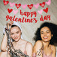 Happy Galentines Day Banner, Red Glittery Galentines Day Decorations with Heart Garland Hanging Swirls, Ladies Girls Happy Vale