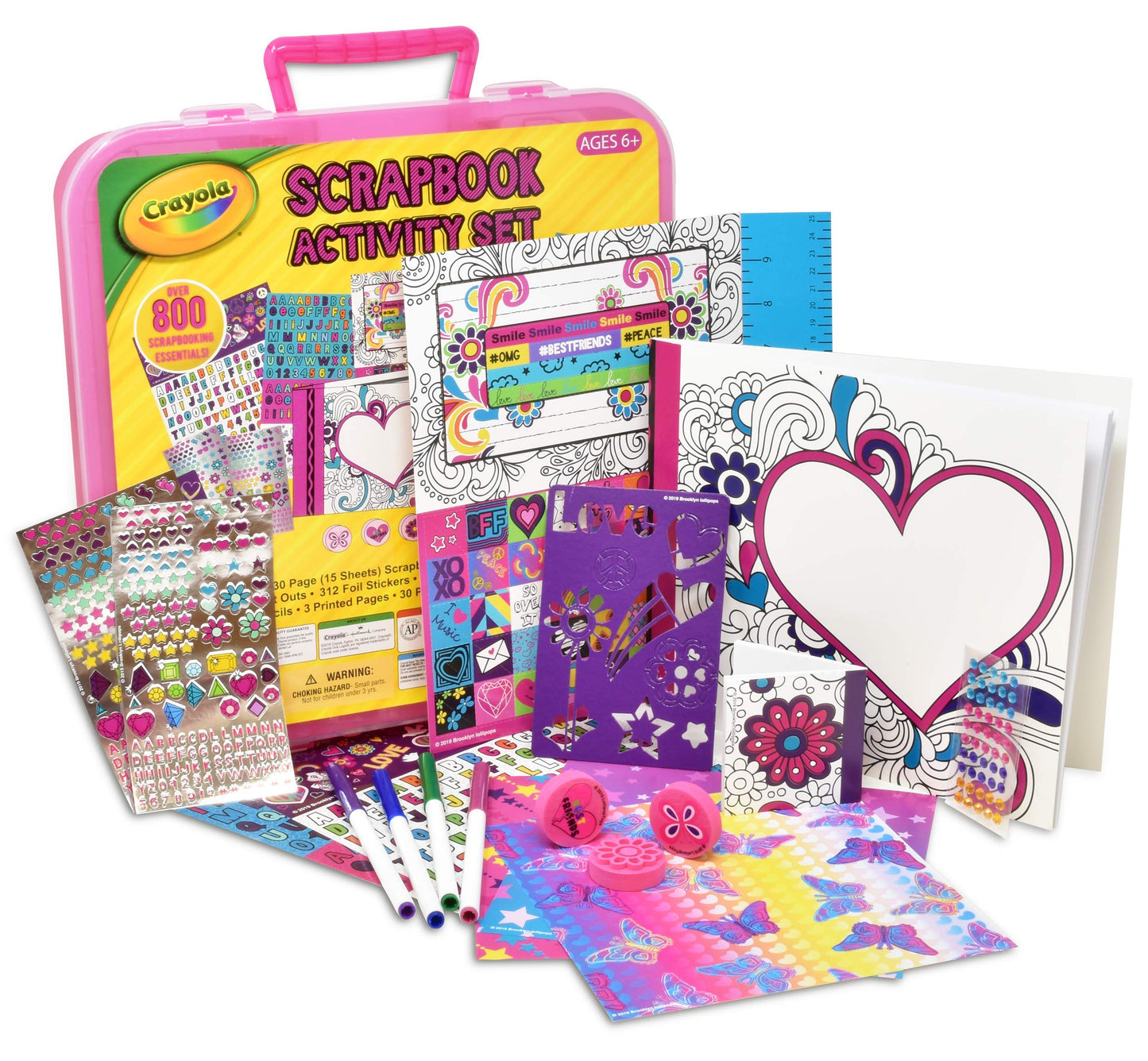 Crayola Art Activity Set, Mess Free Craft Kit for Kids, Washable Markers Coloring Supplies, Stickers, Scrapbook in Travel Carry 