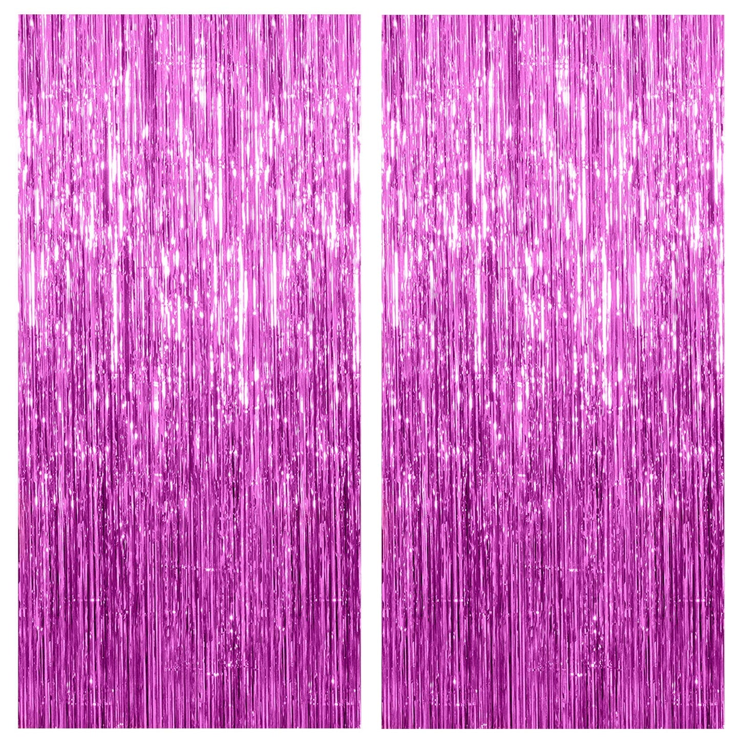 2 Pack Hot Pink Backdrop Curtain Party Streamers Hot Pink Birthday Decorations Foil Fringe Photo Backdrop Party Supplies Fiesta 