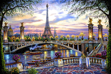 1000 Pieces Puzzles for mature-themed Wooden Jigsaw Puzzle 1000 Piece Puzzle mature-themed Children Elderly Puzzle Flower Eiffel Tower Paris Bridge Puzzle Gift for Mom Dad Family Friend Home Decor Wall Art 29.5x20IN