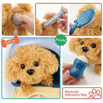 BELLOCHIDDO Veterinarian kit for Kids, Vet Play Sets for Kids with Interactive Electric Dog and Cage, Doctor Pretend Play Puppy