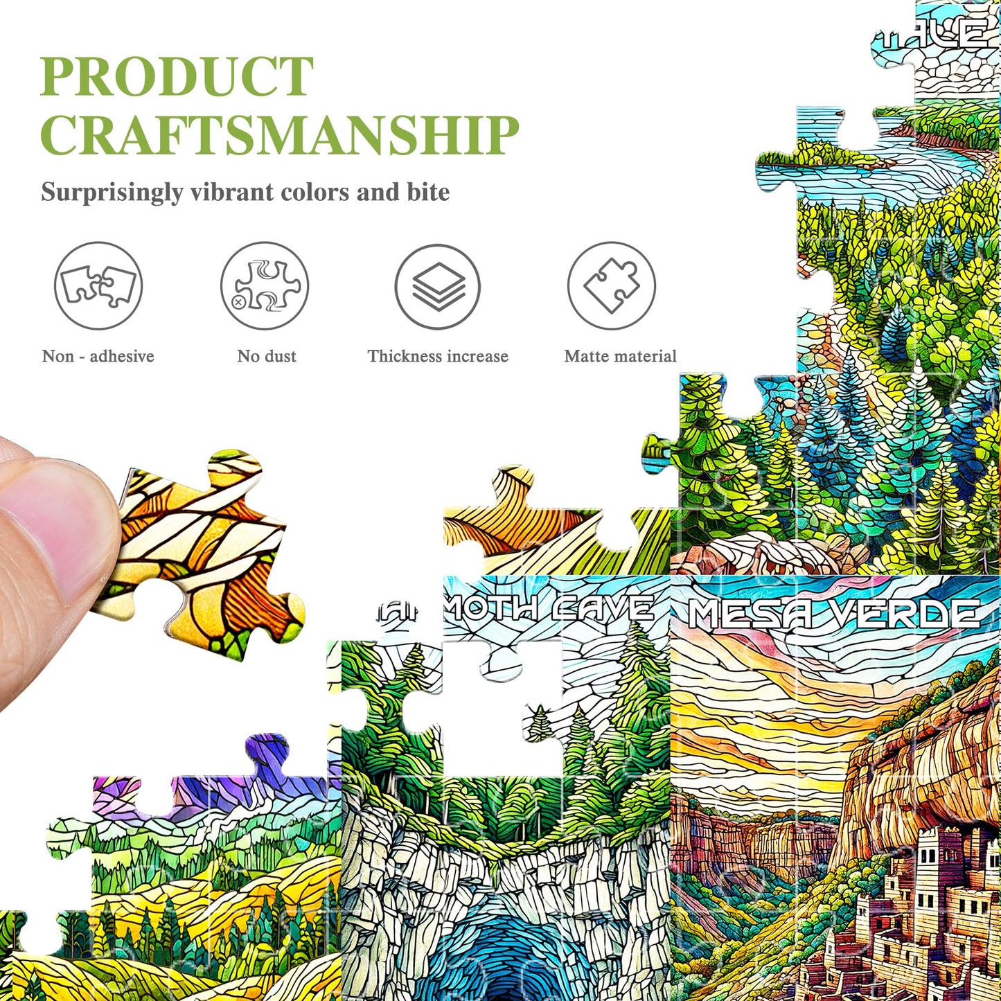 ALL4JIG National Park Glass Style Fun Jigsaw Puzzles for Adults and Kids, 1000 Pieces, Christmas Secret Santa Gift, White Elepha
