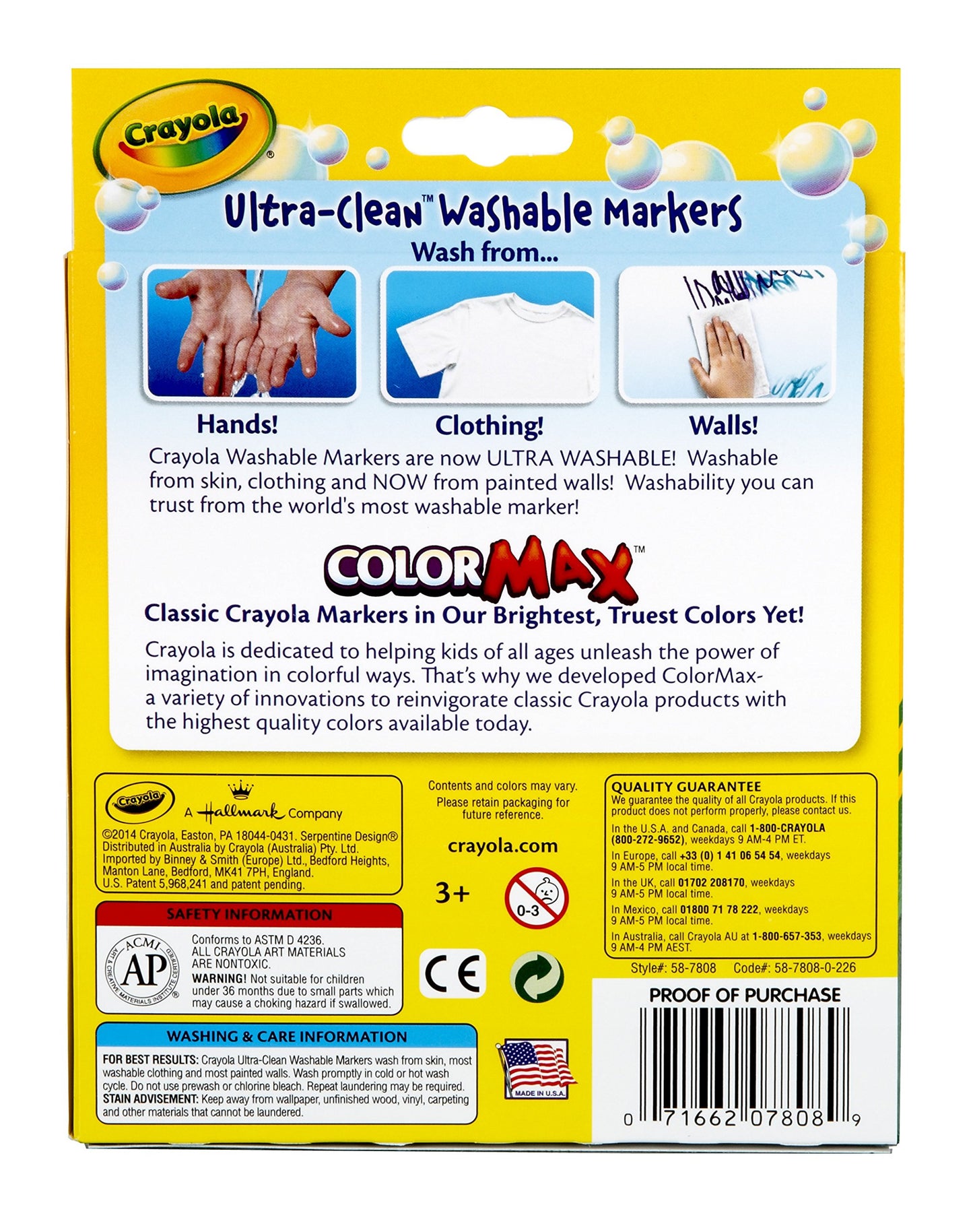 Crayola Washable Markers, Broad Point, Classic Colors, 8/Pack (58-7808) (Pack of 3), Multi