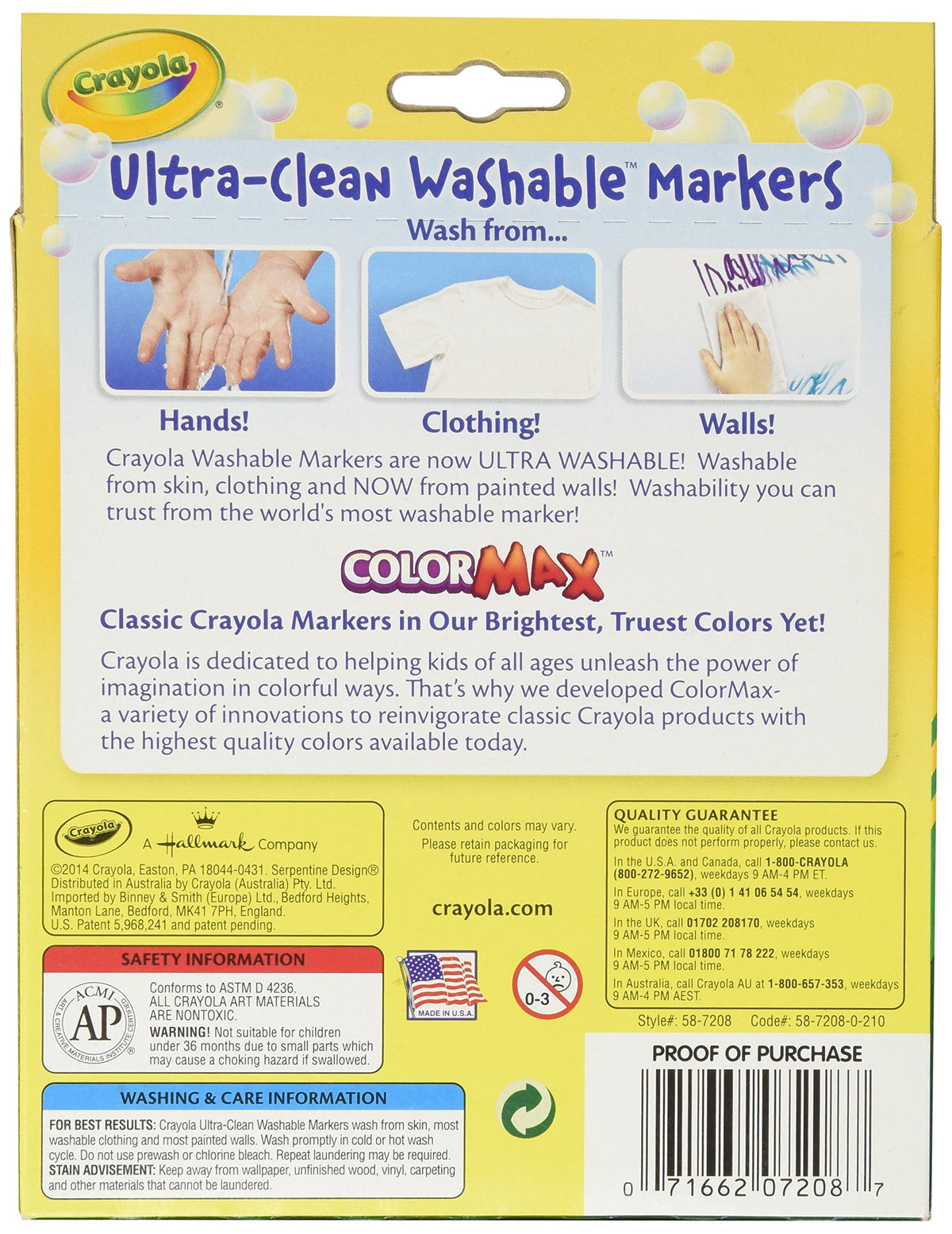 Crayola Ultra Clean Washable Markers, Wedge Tip, Assorted Colors, 8 ...
