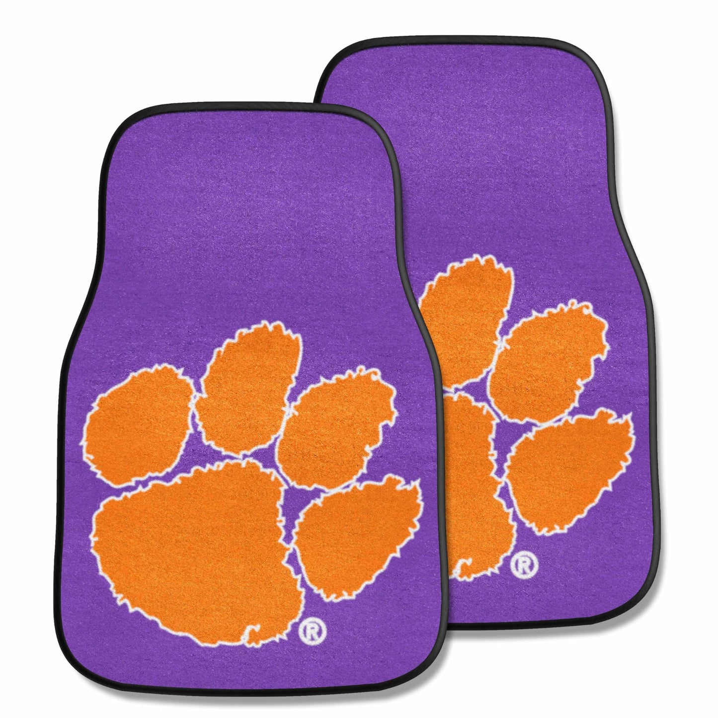 FANMATS 10233 Clemson Tigers Front 2-Piece Team Logo Carpet Car Mat Set, Front Row Automotive Floor Mats, Non-Slip Backing, Team