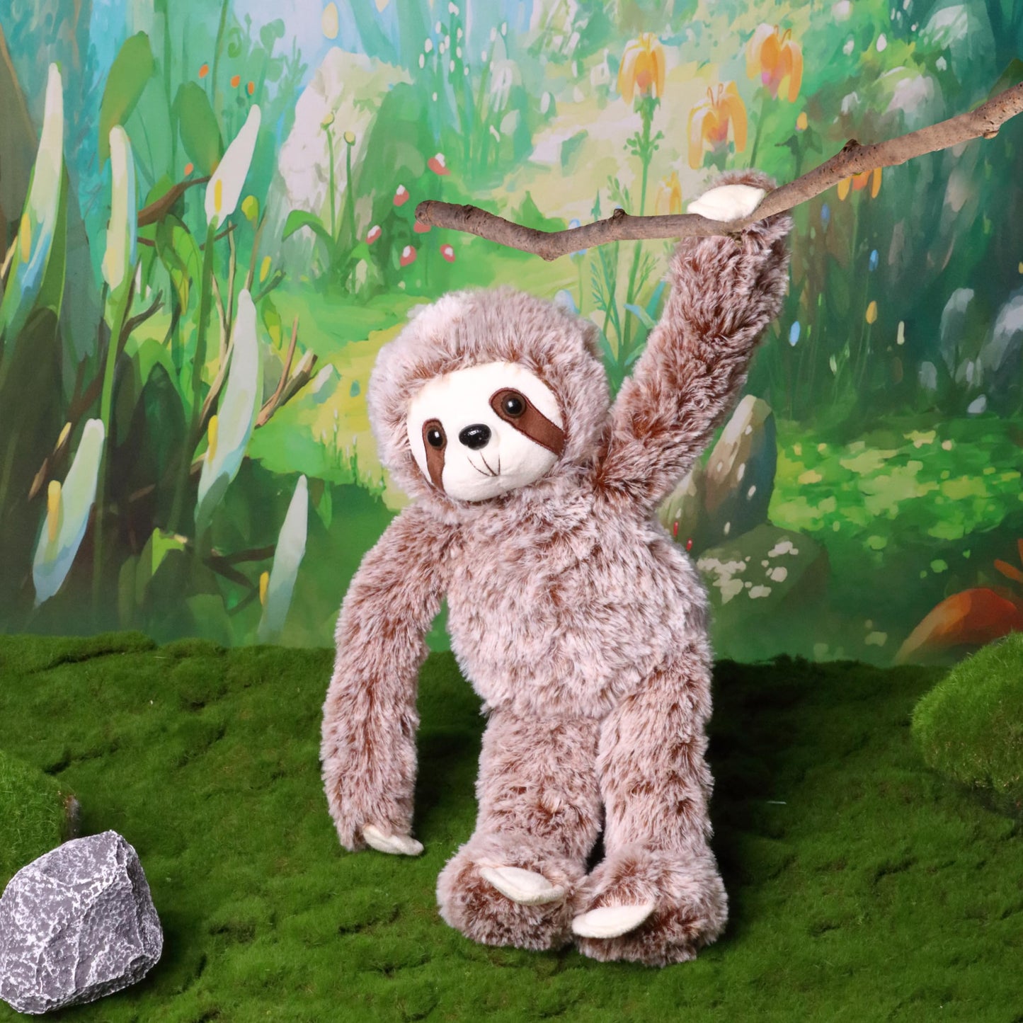 Easfan 17'' Sloth Stuffed Animal Realistic Cute Plush Toy Soft Tree Sloth Plushie Stuff Adorable Birthday For Kids Boys Girls, B