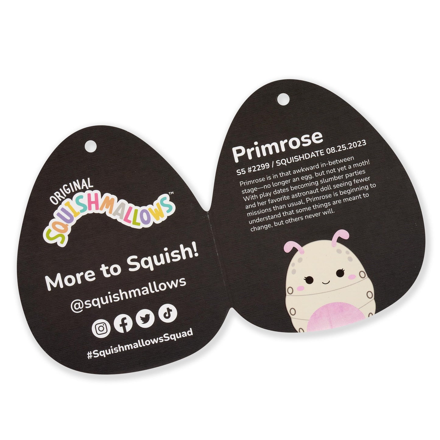 Squishmallows 2-Pack Primrose Silkworm & Prior Silk Moth Plush - 5-Inch & 8-Inch, Multicolor, Polyester, Model SQCR05117
