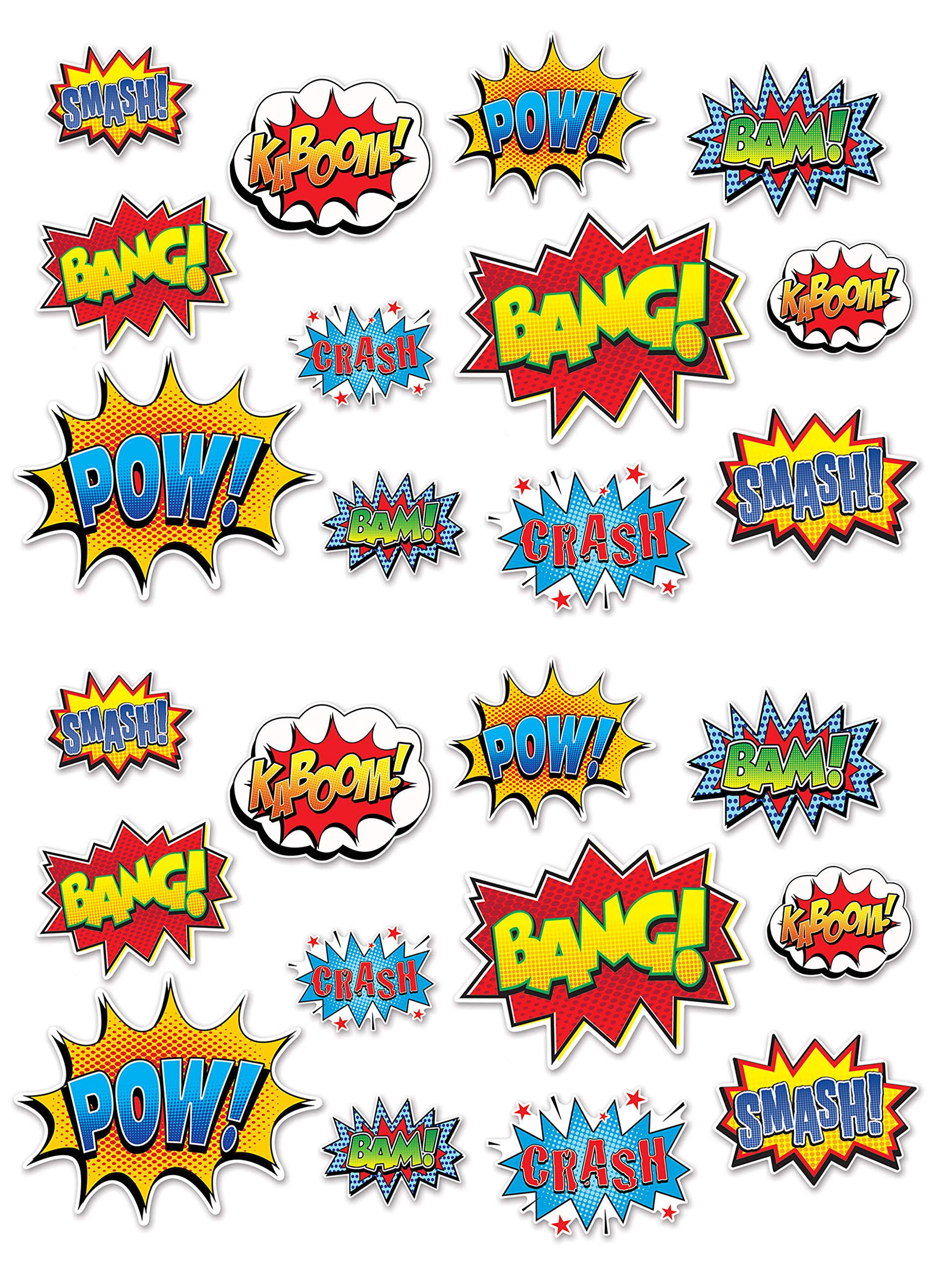 Beistle Hero Action Sign Cut Outs 24 Piece Comic Decorations Birthday Party Supplies 6    - 12.5   , Multicolored
