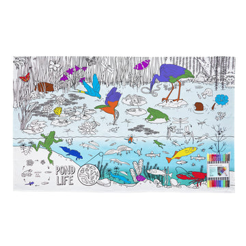 Eatsleepdoodle Coloring Tablecloth For Kids W/ 10Pk Washable Markers For Kids - 50X33In Wildlife Giant Coloring Poster - Kids Coloring Tablecloth Ultra Washable & Reusable Arts And Crafts For Kids