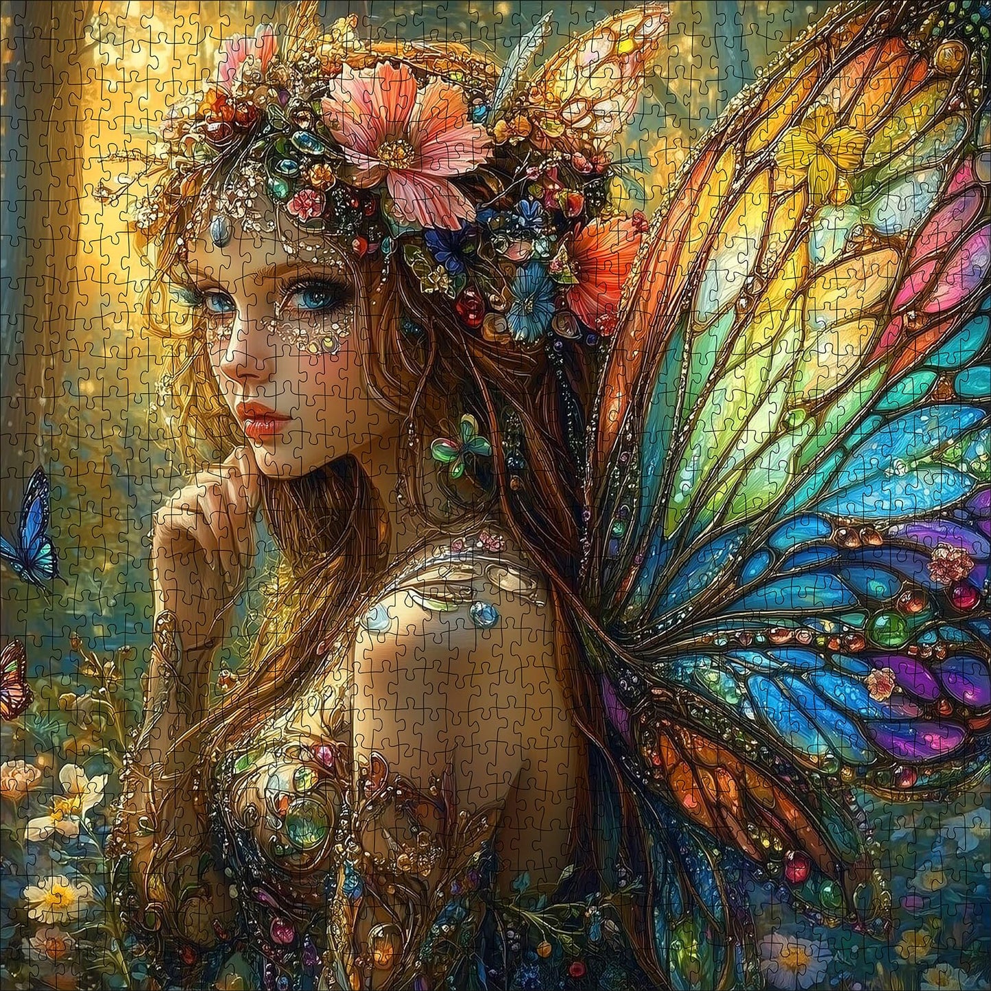 1000pcs Fantasy Fairy Paper Puzzle - Vibrant Find Butterfly Wing Art  Large Puzzle Toy mature-themed Game Gift - Family Interactive Game Puzzle DIY Home Decoration Brain Challenge Gift