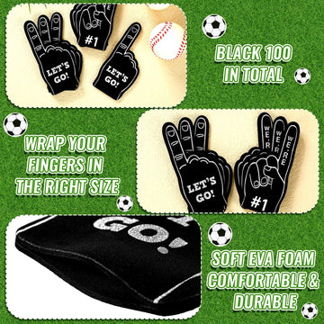 100 Pieces Mini Foam Finger Football Party Favors #1 Sports Fan Foam Finger Football Party Supply Basketball Baseball Soccer Spo