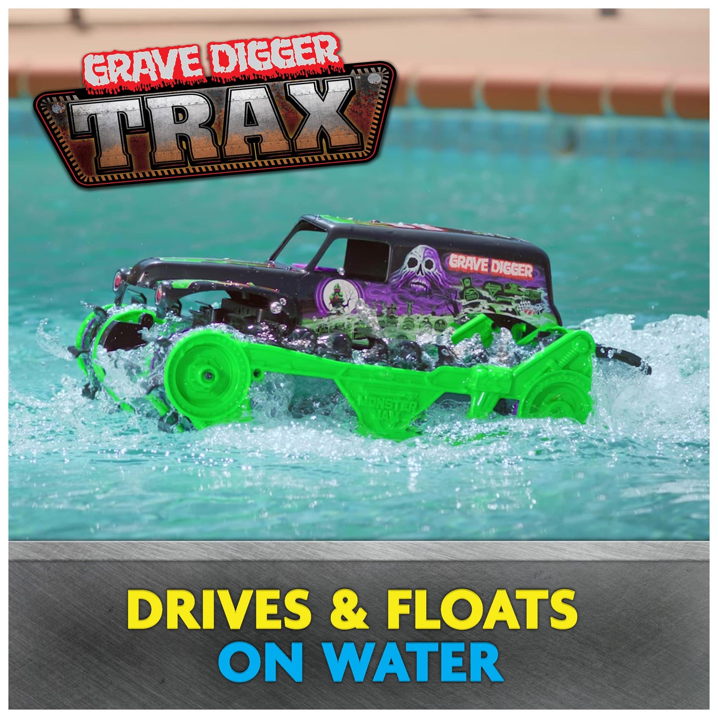 Monster Jam, Official Grave Digger Trax All-Terrain Remote Control Outdoor Vehicle, 1:15 Scale, Kids Toys for Boys and Girls Age