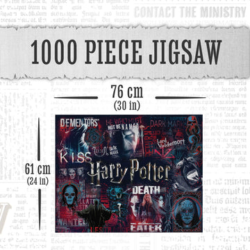 Paladone Harry Potter Dark Arts 1000 Piece Jigsaw Puzzle, Featuring Voldemort And Death Eaters - 30' X 24' Spooky Merchandise & Poster For Harry Potter Fans, Black