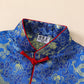 Boy Tang Suit Dragon Long Sleeve Shirt Chinese New Year Outfit Chinese Traditional Clothes For Kids (Blue,6-8 Years)