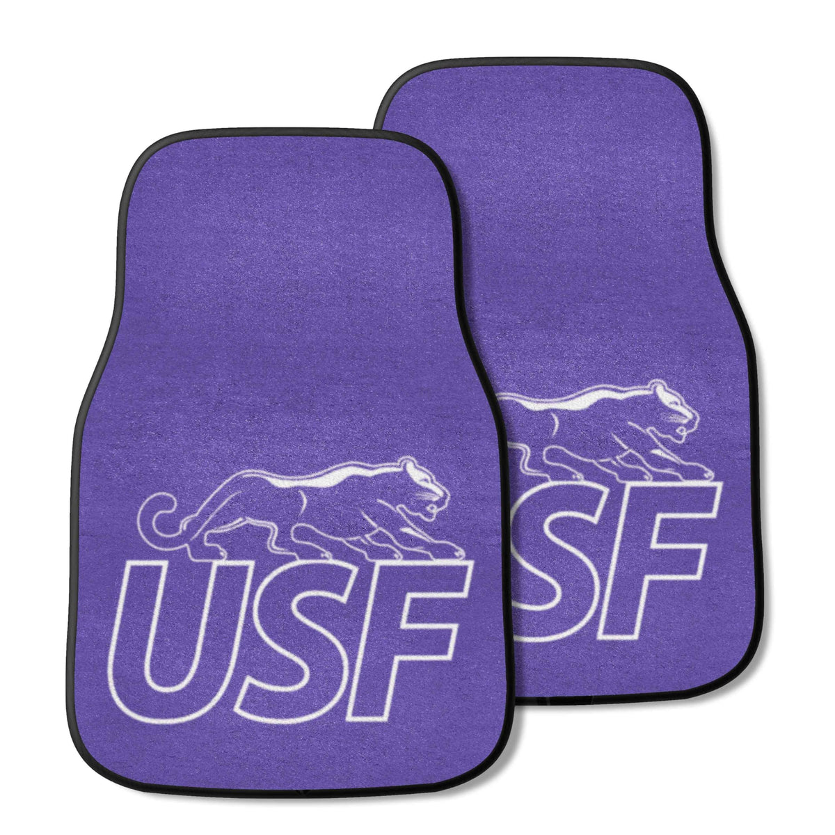 FANMATS 13869 Sioux Falls Cougars Front 2-Piece Team Logo Carpet Car Mat Set, Front Row Automotive Floor Mats, Non-Slip Backing,