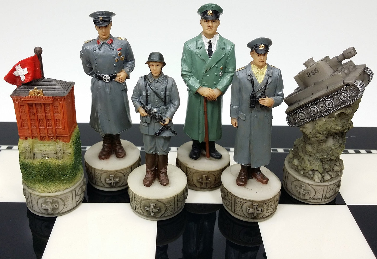 World War 2 WW2 Set of Chess Men Pieces Hand Painted - NO Board