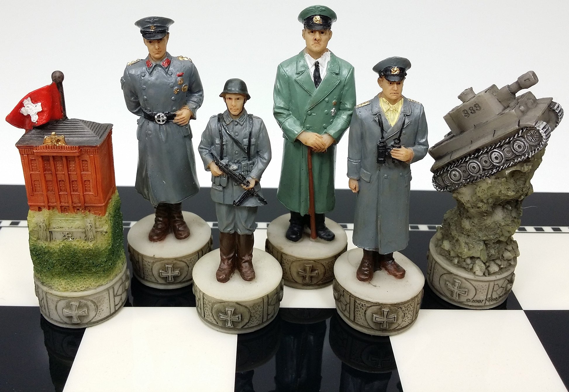 World War 2 WW2 Set of Chess Men Pieces Hand Painted - NO Board