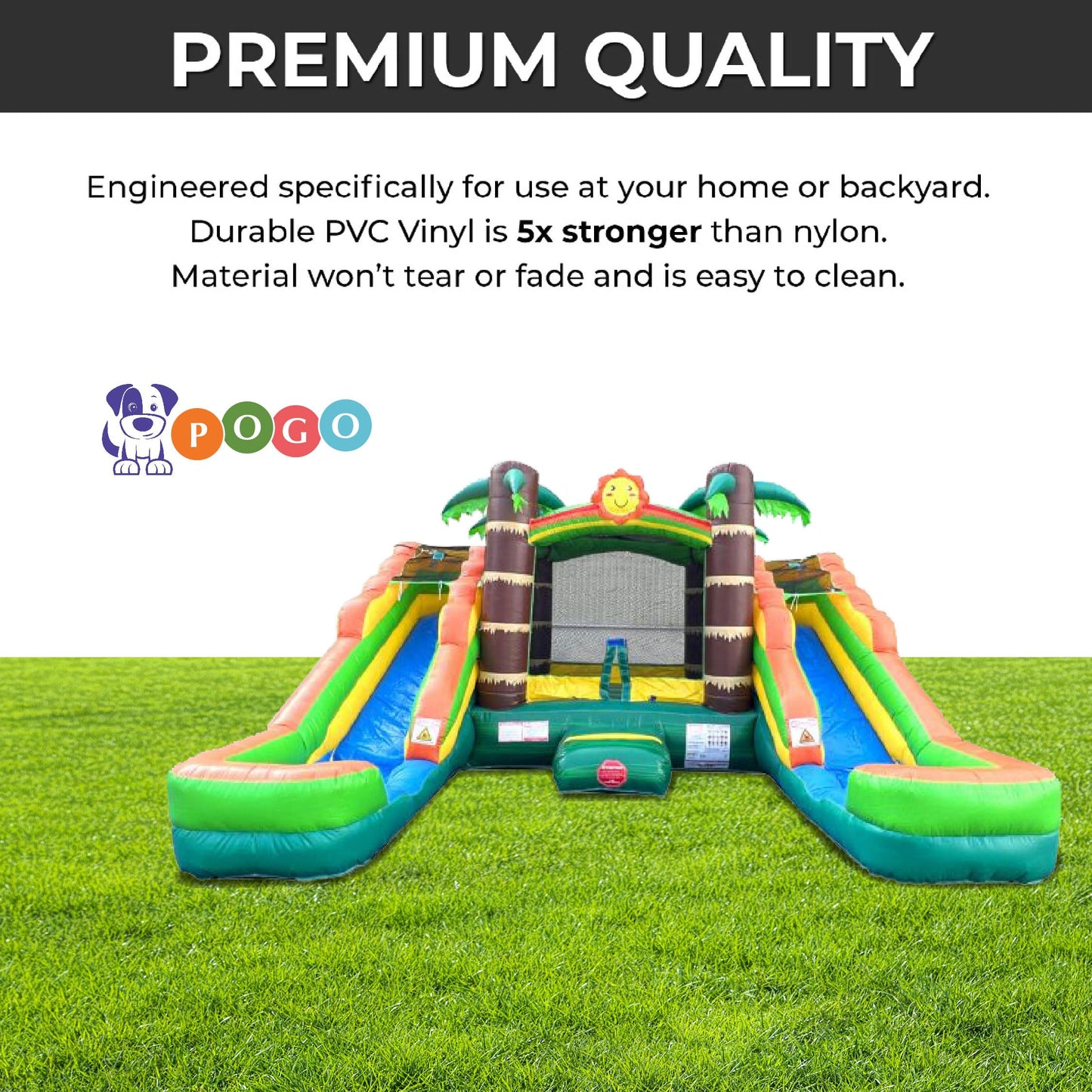 Crossover Tropical Inflatable Bounce House with Double Inflatable Water Slides for Kids, 16.5 x 15 x 11 Foot, Bouncy House for K