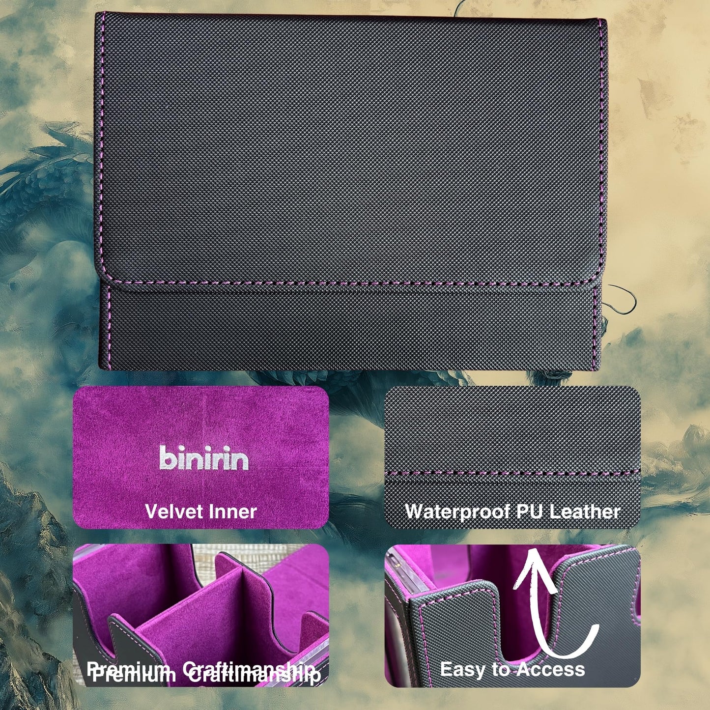 Binirin Mtg Deck Box 280+ Card Storage Case, Durable Commander Deck Protector | Reinforced Shell | Portable Gaming Accessories O