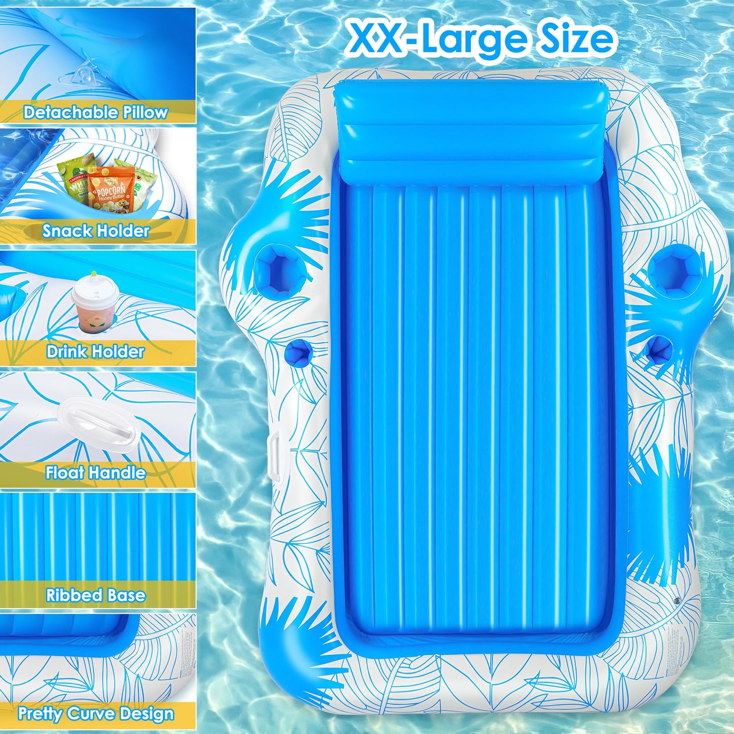 Inflatable mature-themed Tanning Pool Lounger Float -85 x 71 JIANYHW XX-Large Sunbathing Water Lounge Floaties  Suntan Tub Pool Floaty Raft Ice Bath Tub Tanning Bed  Blow Up Lake Pool Raft Floating Pad