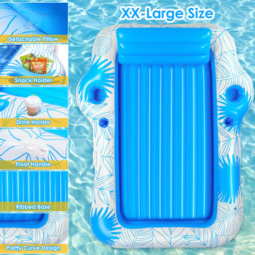 Inflatable mature-themed Tanning Pool Lounger Float -85 x 71 JIANYHW XX-Large Sunbathing Water Lounge Floaties  Suntan Tub Pool Floaty Raft Ice Bath Tub Tanning Bed  Blow Up Lake Pool Raft Floating Pad