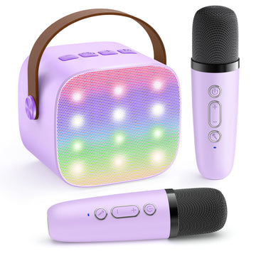 Yll Mini Kids Karaoke Machine With 2 Microphones, Karaoke Gifts For Girls Ages 3, 4, 5, 6, 7, 8, 9, 10, 12 +Year Old, 4-12 Years Old Birthday Toy Easter Gift For Girls Boys (Purple)