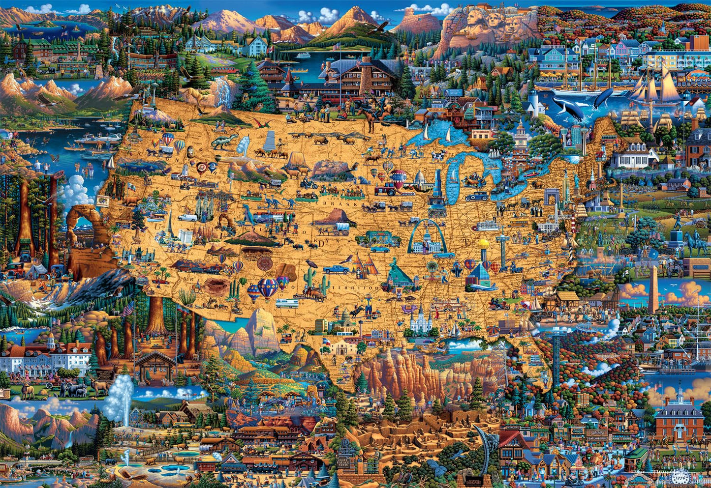 Buffalo Games 2000 Piece Jigsaw Puzzle - National Parks Map, Multicolor, Large Size, Model 2340, Perfect for Game Nights