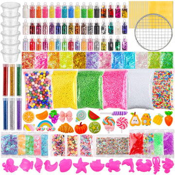 Ywevyezc Slime Making Kit Supplies, 163 Pack Slime Mix Ins Accessories Slime Add Ins Foam Glitter Slime Charm Bulk Fishbowl Bead