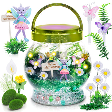 Amiti   Lane Fairy Garden Kit - Diy Light Up Terrarium Kit For Kids - Fairy Gifts For Girls Ages 5, 6-8, Little Girl Toys, Craft